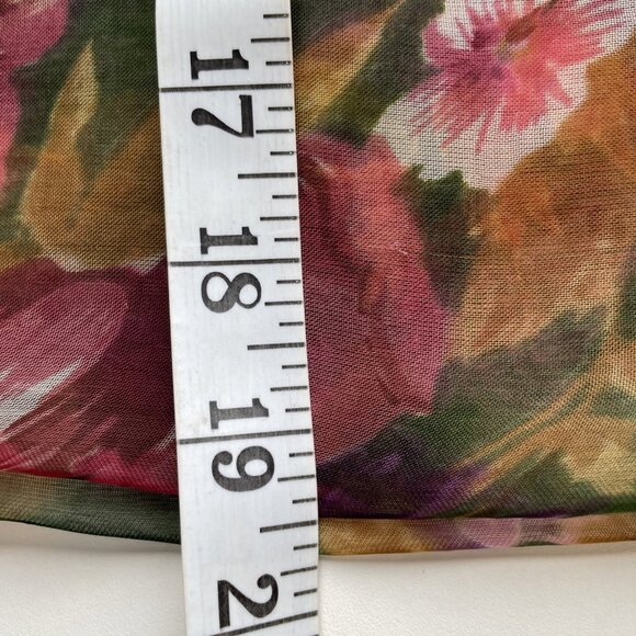 Vintage Lightweight Chiffon Scarf Wrap 39X 40" Pink Roses Floral Sheer Romantic - Picture 7 of 7